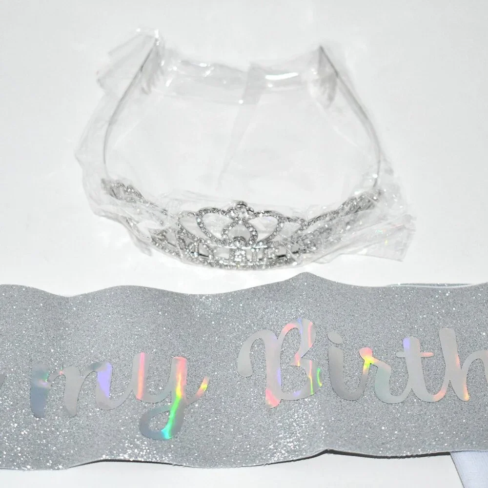Moikolok Birthday Sash and Crown Set – “It’s My Birthday” Tiara & Satin Sash – S